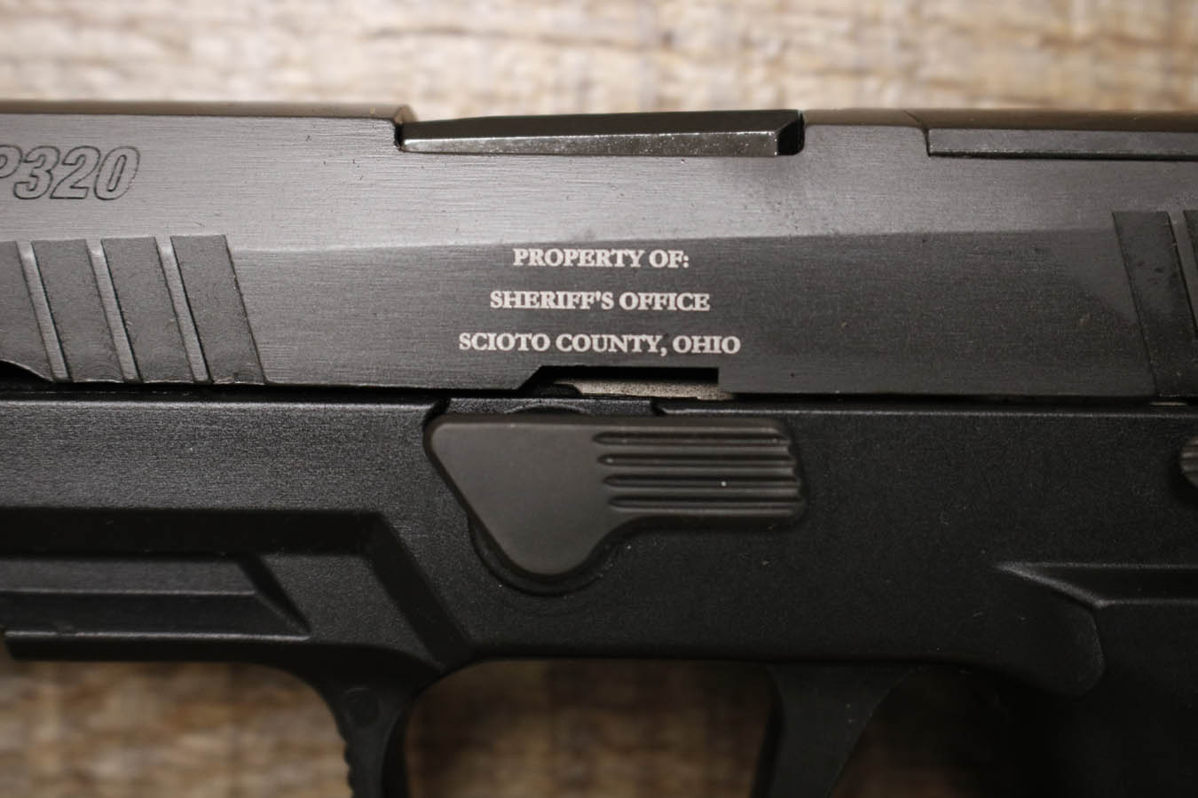 SIG SAUER P320 X Carry 9mm Optic Ready Police Trade-in Pistol with Scioto County Sheriffs Office Markings (Fair Condition)