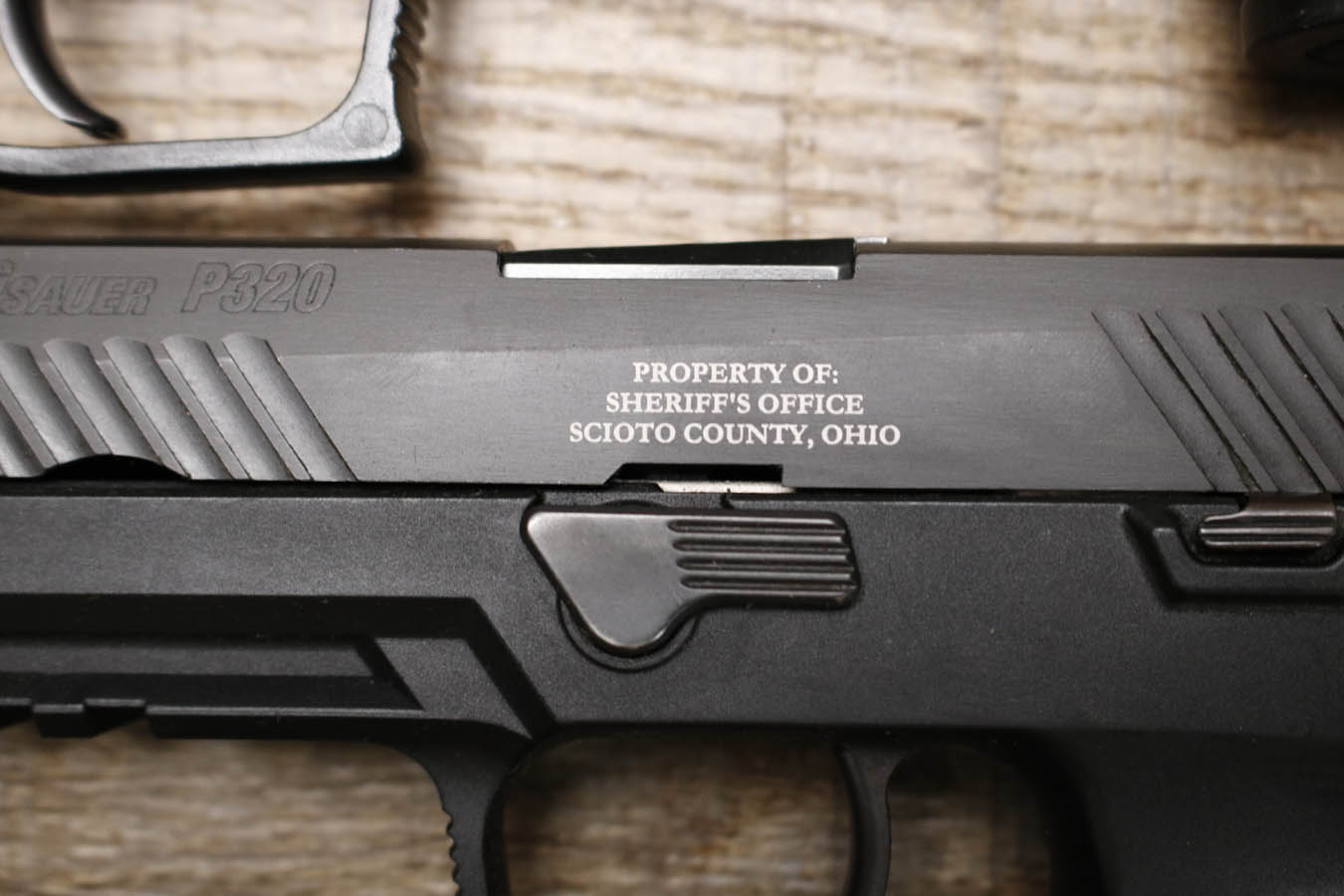 SIG SAUER P320 Carry 9mm Police Trade-In Pistol with Scioto County Ohio Sheriffs Office Markings (Good Condition)