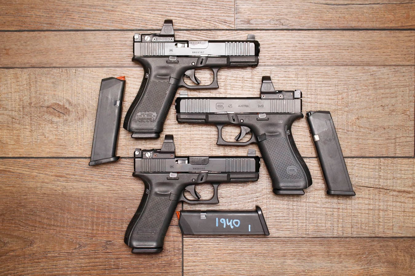 GLOCK 45 9mm Police Trade-In Pistol with Night Sights and Leupold Delta Point Pro Red Dot (Good Condition)