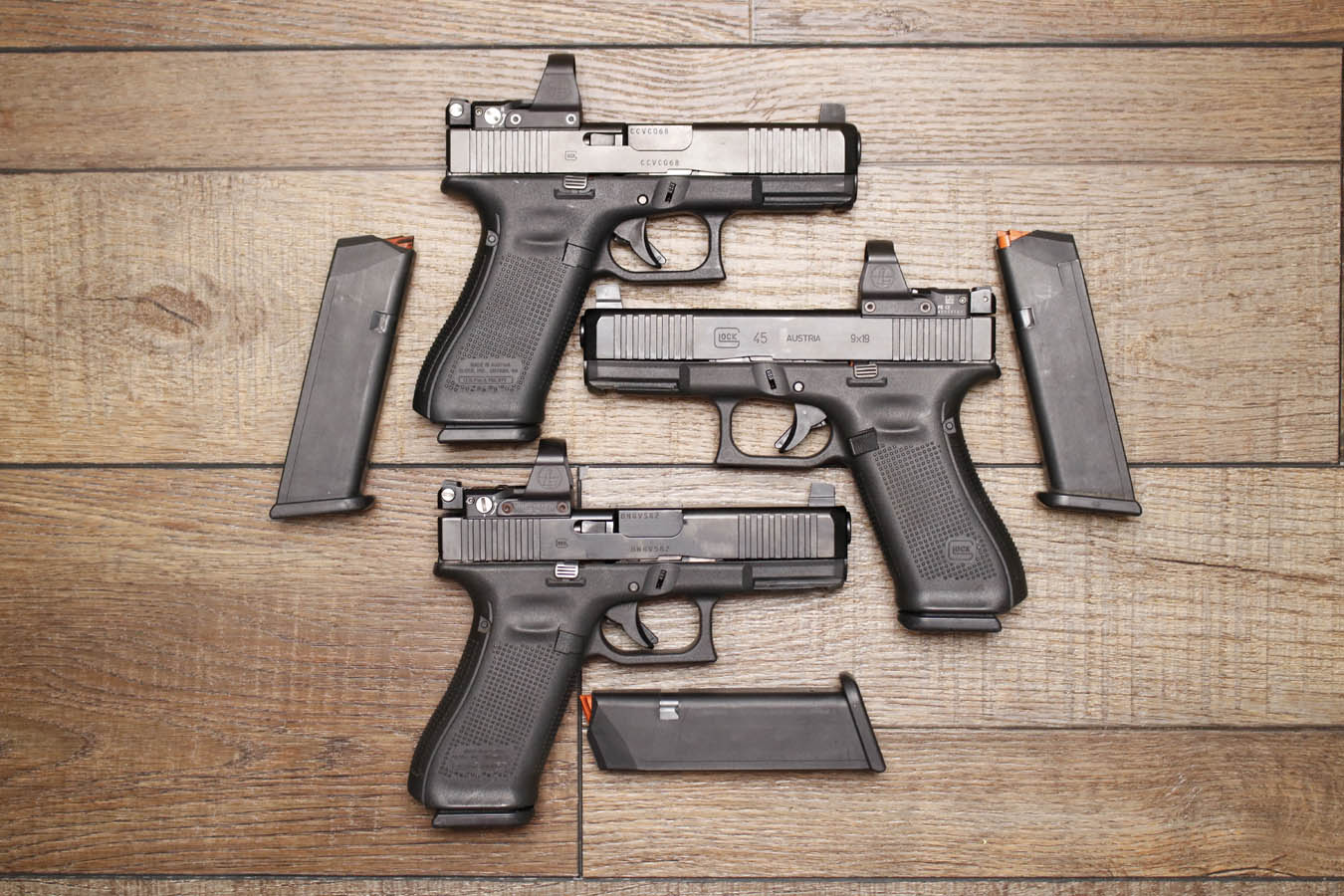 GLOCK 45 9mm Police Trade-In Pistol with Night Sights and Leupold Delta Point Pro Red Dot (Very Good Condition)