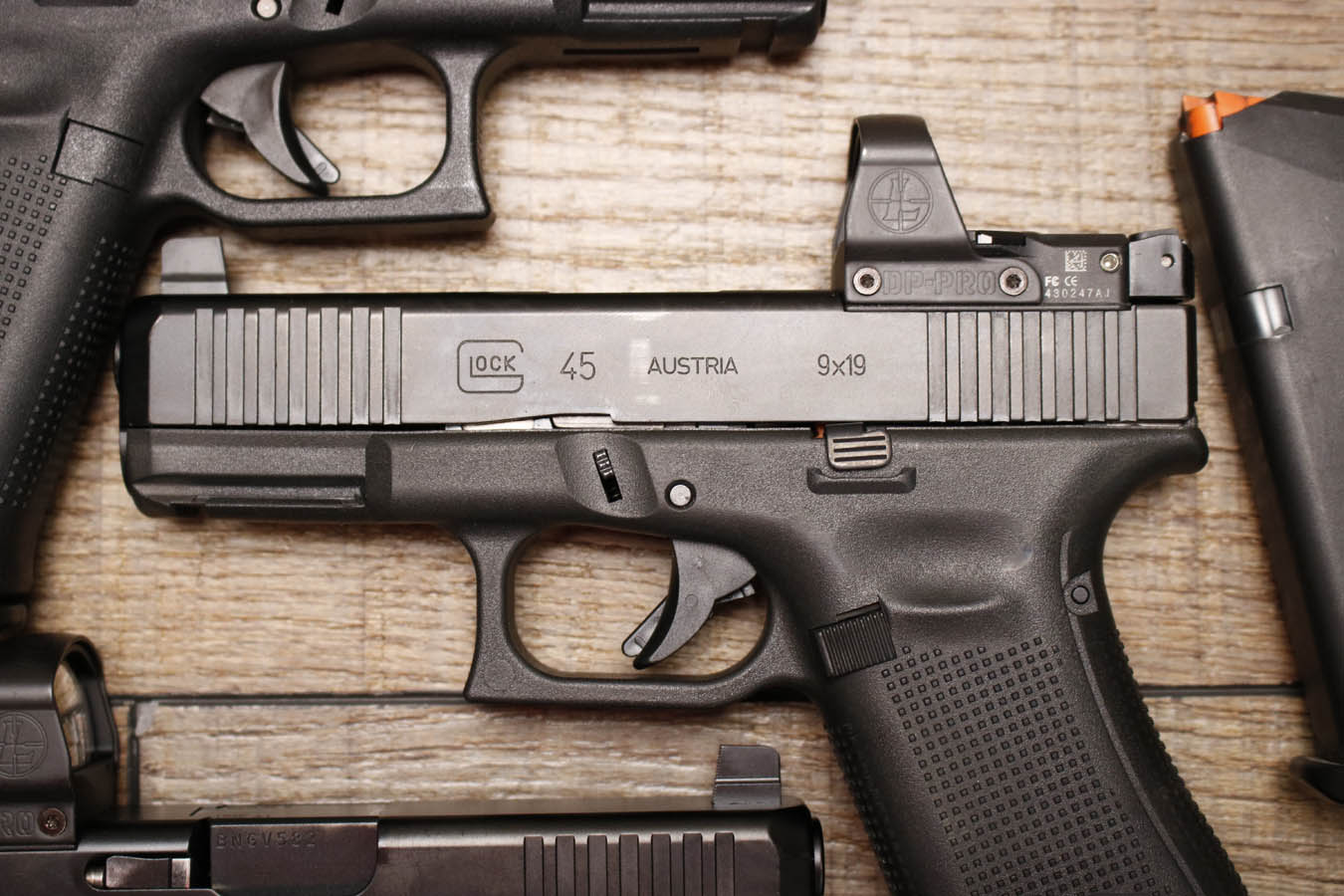 GLOCK 45 9mm Police Trade-In Pistol with Night Sights and Leupold Delta Point Pro Red Dot (Very Good Condition)