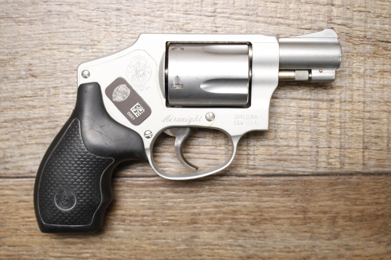 SMITH AND WESSON 642-2 38SW SPL +P Police Trade-In Revolver with Holster and Beavercreek OH PD Insignia