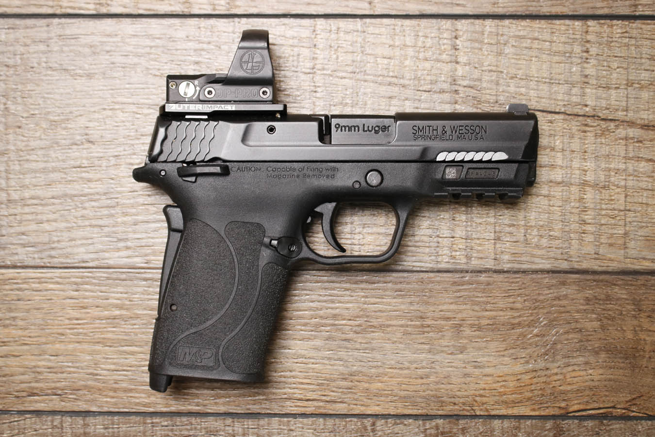 SMITH AND WESSON M&P9 Shield EZ M2.0 9mm Police Trade-In Pistol with Leupold Red Dot (No Magazine)