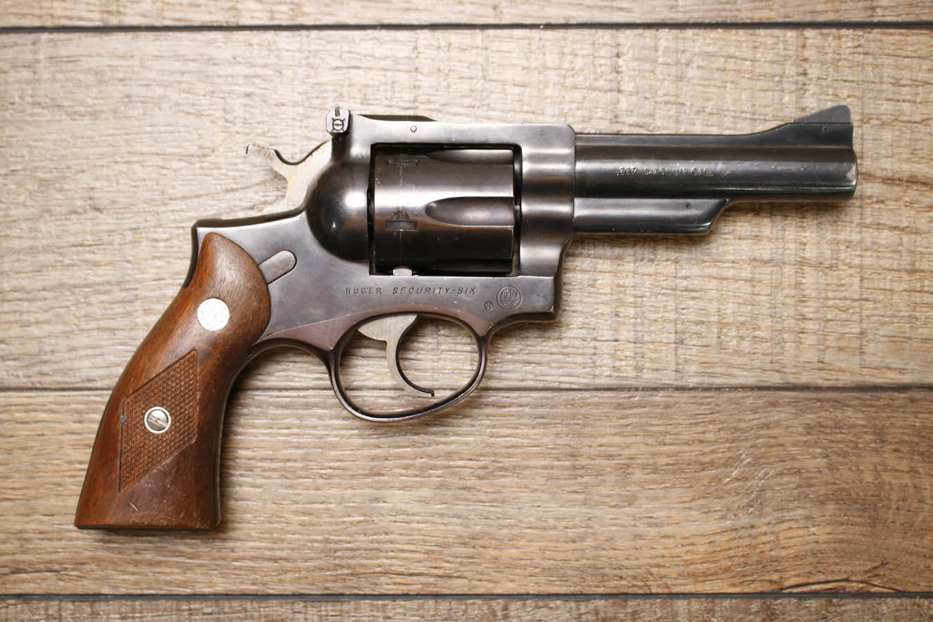 RUGER Security-Six 357 Magnum Police Trade-In Revolver with 4 Inch Barrel and Wood Grips