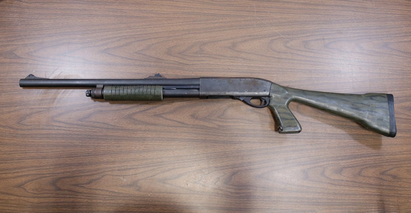 REMINGTON 870 Express Magnum 12 Gauge Police Trade-In Pump Shotgun with Green Stock