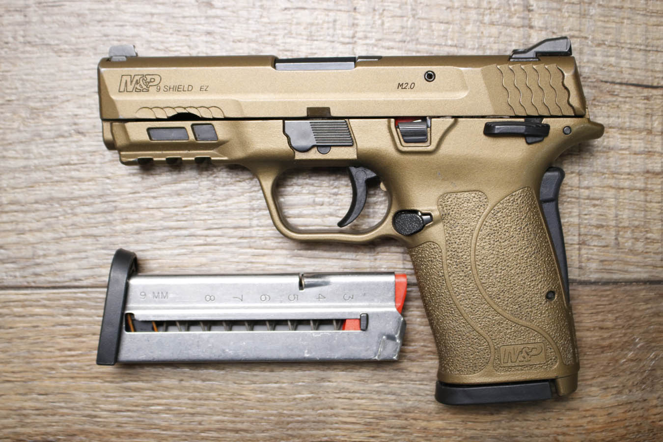 SMITH AND WESSON MP Shield EZ M2.0 9mm Police Trade-In Pistol with Bronze Cerakote Finish and 2 Magazines