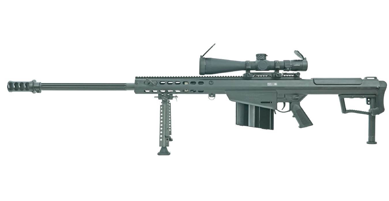 BARRETT M107A1 50 BMG Semi-Automatic Military Contract Rifle System Overrun with Leupold Mark 5 HD 5-25x56mm Riflescope