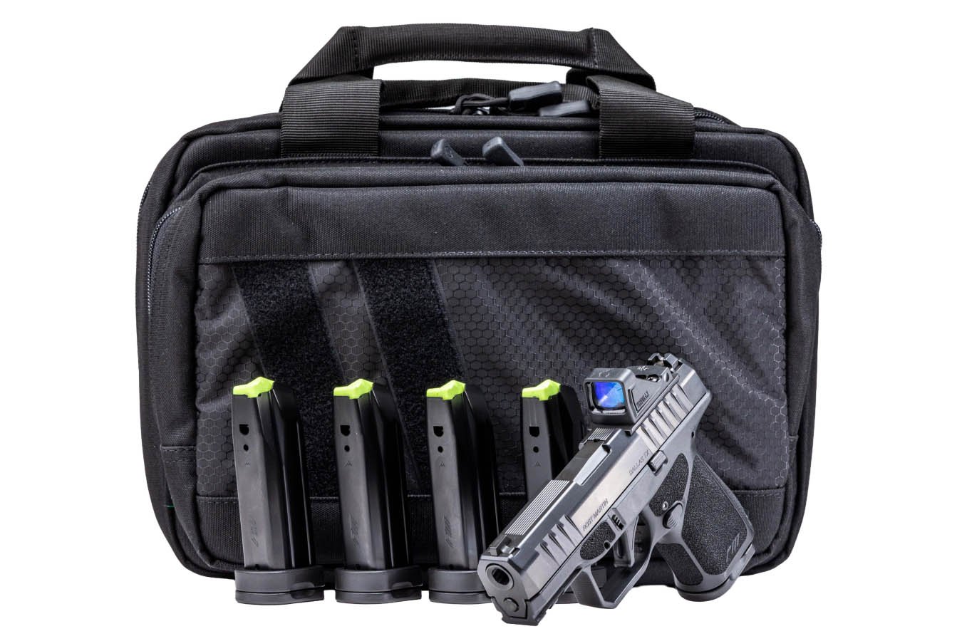 ROST MARTIN RM1S 9mm Semi-Automatic Pistol with Viridian RFX11 Green Dot, Five Magazines and Savior Bag