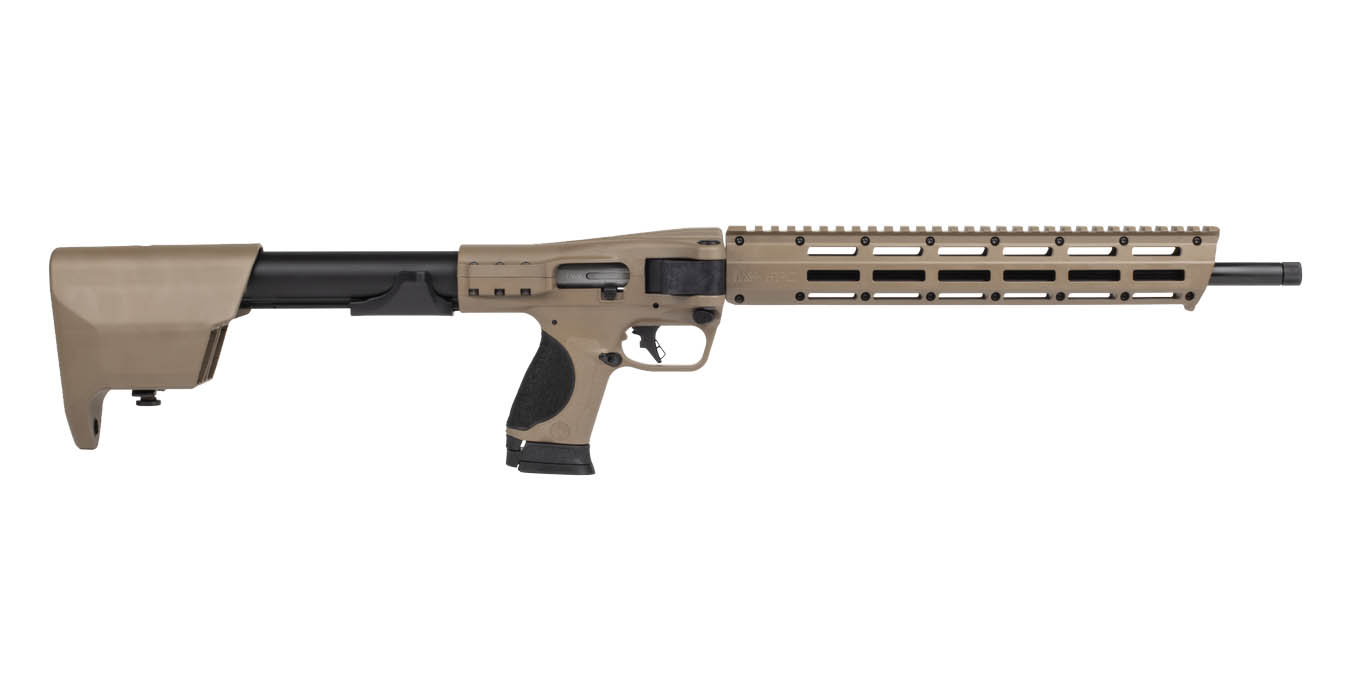 SMITH AND WESSON M&P FPC 9mm Flat Dark Earth (FDE) Folding Carbine with Threaded Barrel